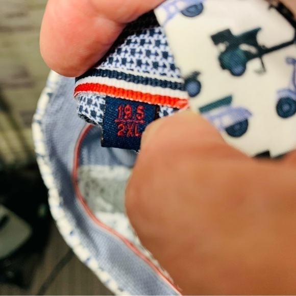 SOUL Of London White Blue Motorcycle Button Down Shirt Modern Long Sleeve Sz 2XL - Picture 12 of 13